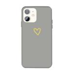 For iPhone 11 Golden Love-heart Pattern Colorful Frosted TPU Phone Protective Case(Gray)