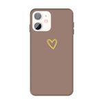 For iPhone 11 Golden Love-heart Pattern Colorful Frosted TPU Phone Protective Case(Khaki)