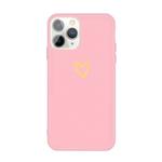 For iPhone 11 Pro Max Golden Love-heart Pattern Colorful Frosted TPU Phone Protective Case(Pink)