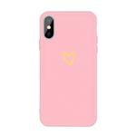 For iPhone X / XS Golden Love-heart Pattern Colorful Frosted TPU Phone Protective Case(Pink)
