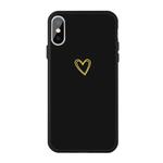 For iPhone X / XS Golden Love-heart Pattern Colorful Frosted TPU Phone Protective Case(Black)
