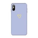 For iPhone XS Max Golden Love-heart Pattern Colorful Frosted TPU Phone Protective Case(Light Purple)