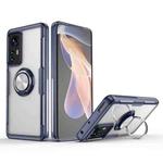 For Xiaomi 12 Transparent TPU + Acrylic Ring Holder Phone Case(Dark Blue + Silver)