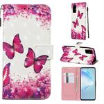 For Galaxy S20+ 3D Painting Horizontal Flip Leather Case with Holder & Card Slot & Wallet & Lanyard(Rose Butterfly)