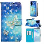 For Galaxy S20+ 3D Painting Horizontal Flip Leather Case with Holder & Card Slot & Wallet & Lanyard(Golden Butterfly)