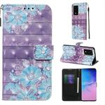 For Galaxy  S20 Ultra 3D Painting Horizontal Flip Leather Case with Holder & Card Slot & Wallet & Lanyard(Blue Flower)