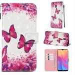 For Xiaomi Redmi 8A 3D Painting Horizontal Flip Leather Case with Holder & Card Slot & Wallet & Lanyard(Rose Butterfly)