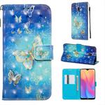 For Xiaomi Redmi 8A 3D Painting Horizontal Flip Leather Case with Holder & Card Slot & Wallet & Lanyard(Golden Butterfly)