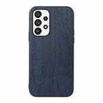 For Samsung Galaxy A73 5G Wood Texture PU Phone Case(Blue)