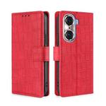 For Honor 60 Pro Skin Feel Crocodile Texture Magnetic Clasp PU Leather Phone Case(Red)