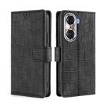 For Honor 60 Pro Skin Feel Crocodile Texture Magnetic Clasp PU Leather Phone Case(Black)