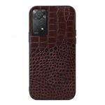 For Xiaomi Redmi Note 11 Pro Global Crocodile Top Layer Cowhide Leather Case(Coffee)