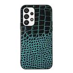For Samsung Galaxy A23 4G Crocodile Top Layer Cowhide Leather Case(Cyan)