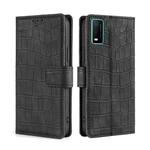 For vivo Y3s (2021) Skin Feel Crocodile Texture Magnetic Leather Phone Case(Black)