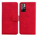 For Xiaomi Redmi Note 11 Skin Feel Pure Color Flip Leather Phone Case(Red)