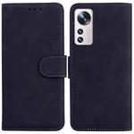 For Xiaomi 12 / 12X Skin Feel Pure Color Flip Leather Phone Case(Black)