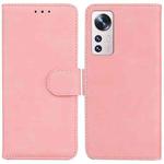 For Xiaomi 12 / 12X Skin Feel Pure Color Flip Leather Phone Case(Pink)