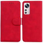 For Xiaomi 12 Pro Skin Feel Pure Color Flip Leather Phone Case(Red)