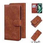 For Xiaomi Mi 10 Ultra Skin Feel Pure Color Flip Leather Phone Case(Brown)