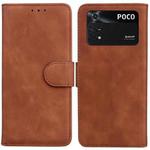For Xiaomi Poco M4 Pro Skin Feel Pure Color Flip Leather Phone Case(Brown)