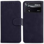 For Xiaomi Poco X4 Pro 5G Skin Feel Pure Color Flip Leather Phone Case(Black)