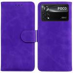 For Xiaomi Poco X4 Pro 5G Skin Feel Pure Color Flip Leather Phone Case(Purple)