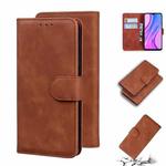 For Xiaomi Redmi 9 Skin Feel Pure Color Flip Leather Phone Case(Brown)