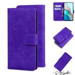 For Xiaomi Redmi Note 9 5G CN Version / Note 9T Skin Feel Pure Color Flip Leather Phone Case(Purple)