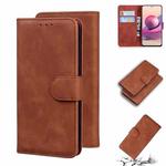 For Xiaomi Redmi Note 10 4G / Note 10s Skin Feel Pure Color Flip Leather Phone Case(Brown)