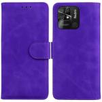 For Xiaomi Redmi 10C Skin Feel Pure Color Flip Leather Phone Case(Purple)