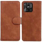 For Xiaomi Redmi 10C Skin Feel Pure Color Flip Leather Phone Case(Brown)