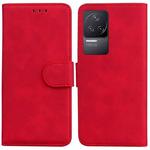 For Xiaomi Redmi K40S Skin Feel Pure Color Flip Leather Phone Case(Red)