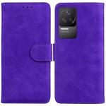 For Xiaomi Redmi K40S Skin Feel Pure Color Flip Leather Phone Case(Purple)