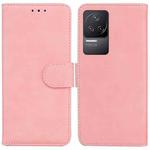 For Xiaomi Redmi K40S Skin Feel Pure Color Flip Leather Phone Case(Pink)