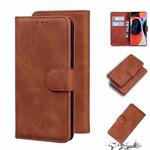 For Xiaomi Mi 10 / 10 Pro 5G Skin Feel Pure Color Flip Leather Phone Case(Brown)