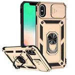 For iPhone XS Max Sliding Camshield Holder Phone Case(Gold)