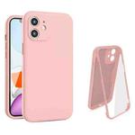 For iPhone 12 Imitation Liquid Silicone 360 Full Body Case(Pink)