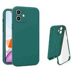 For iPhone 12 Imitation Liquid Silicone 360 Full Body Case(Deep Green)