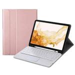 A700B-A Bluetooth Keyboard Leather Case with Pen Slot & Touchpad For Samsung Galaxy Tab S8 11 inch SM-X700 / SM-X706(Rose Gold)