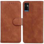 For ZTE Blade A72 / V40 Vita Skin Feel Pure Color Flip Leather Phone Case(Brown)