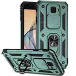 For Samsung Galaxy J7 Prime Sliding Camshield Holder Phone Case(Dark Green)