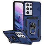 For Samsung Galaxy S21 Ultra 5G Sliding Camshield Holder Phone Case(Blue)