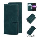 For Sony Xperia 1 Skin Feel Pure Color Flip Leather Phone Case(Green)
