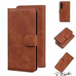 For Sony Xperia 1 III Skin Feel Pure Color Flip Leather Phone Case(Brown)