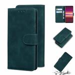 For Sony Xperia 5 Skin Feel Pure Color Flip Leather Phone Case(Green)