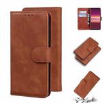 For Sony Xperia 5 Skin Feel Pure Color Flip Leather Phone Case(Brown)