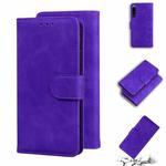For Sony Xperia 5 III Skin Feel Pure Color Flip Leather Phone Case(Purple)