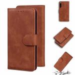 For Sony Xperia 5 III Skin Feel Pure Color Flip Leather Phone Case(Brown)