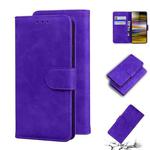 For Sony Xperia 10 Skin Feel Pure Color Flip Leather Phone Case(Purple)