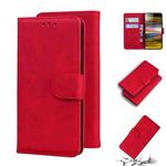 For Sony Xperia 10 Skin Feel Pure Color Flip Leather Phone Case(Red)